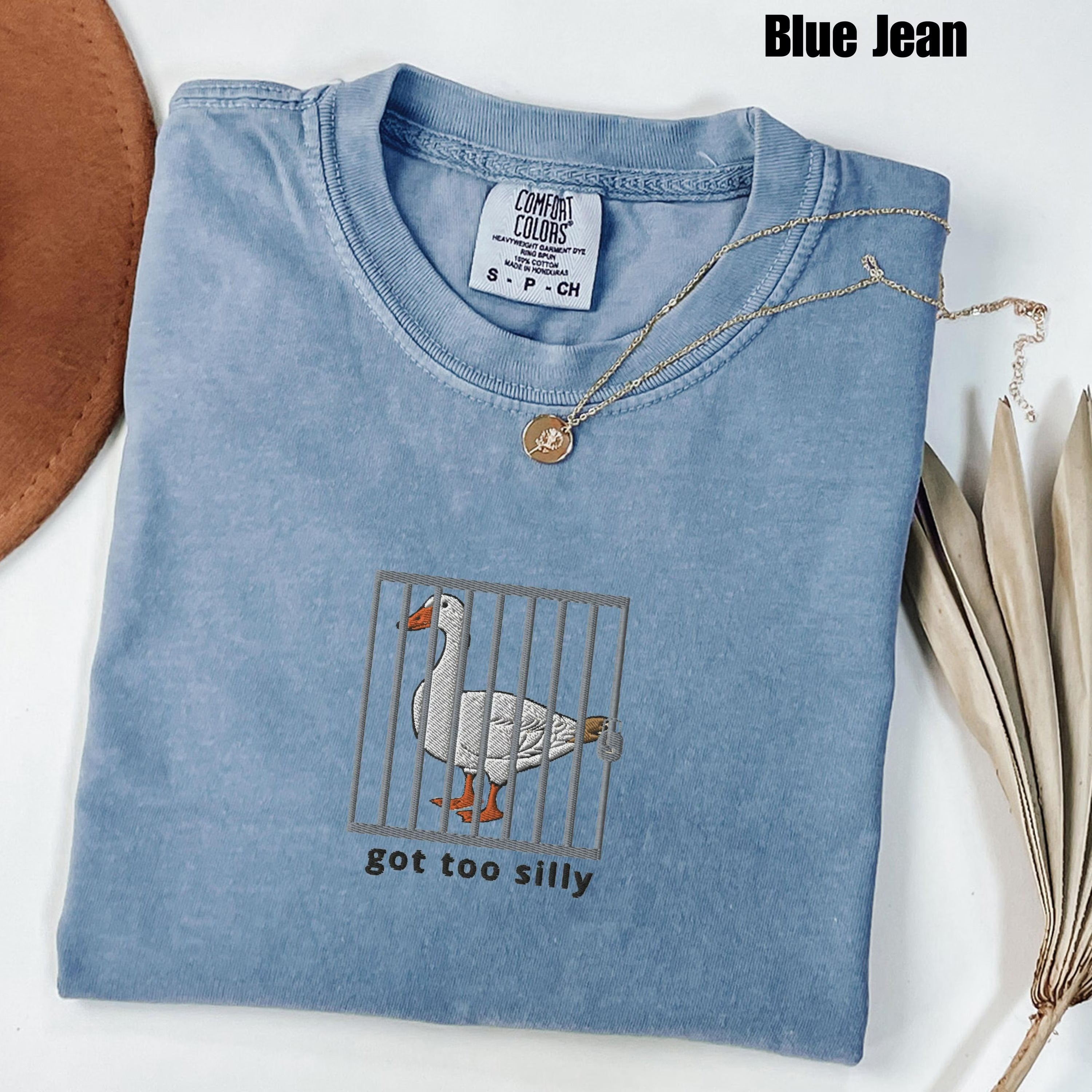 Embroidered Silly Goose Comfort Colors® Shirt | Got too silly Embroidered Shirt | Goose Tee | Silly Goose Shirt | Funny Shirt Gift